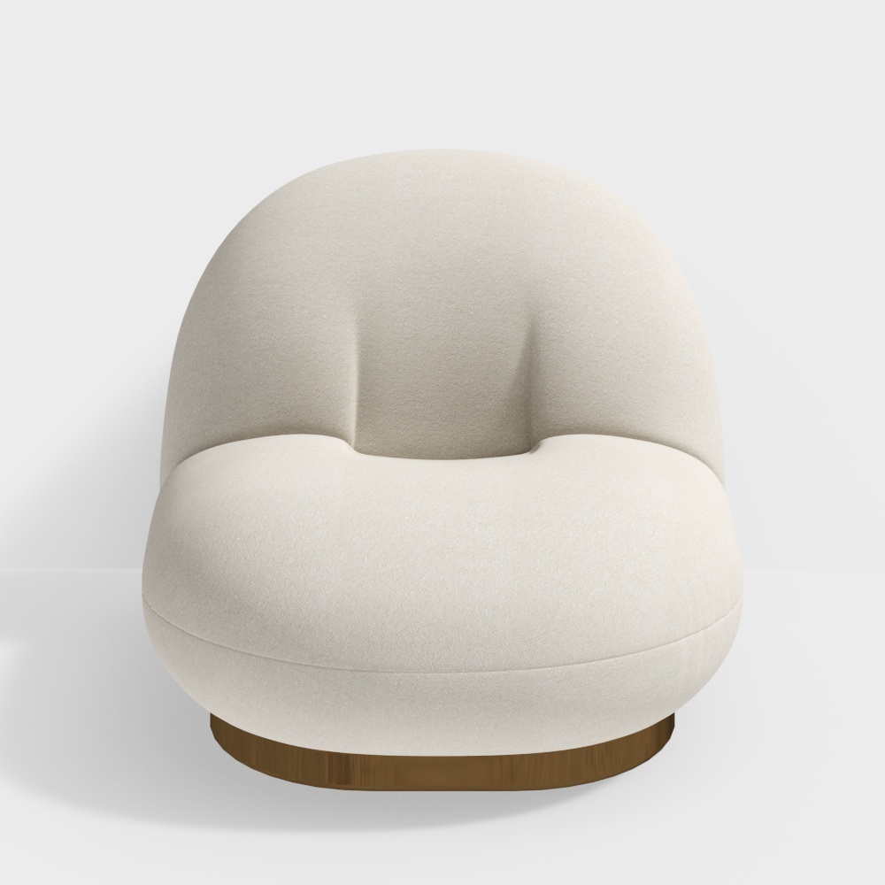 Elegant Curved Sofa Chair 3D Model – Velvet & Gold Finish