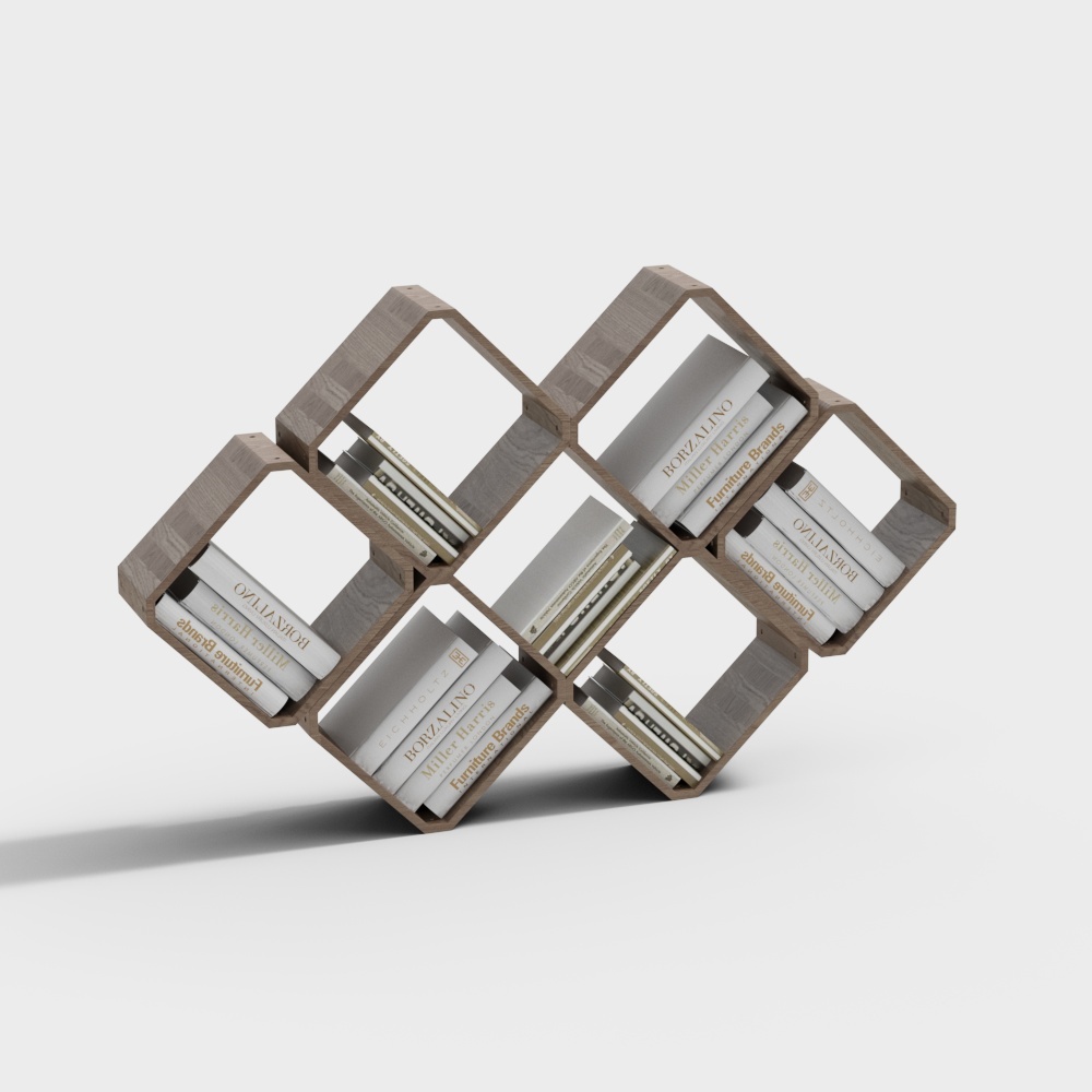 Modern diamond-shaped bookshelves