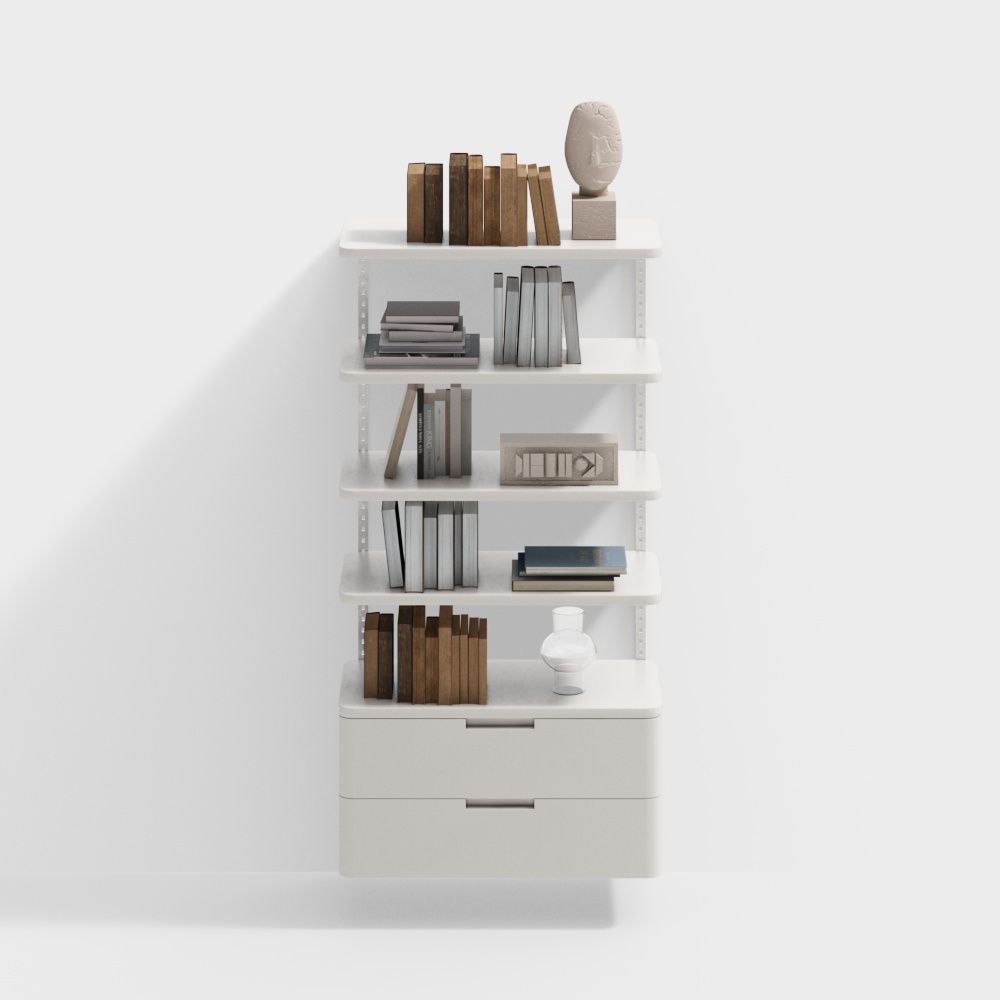 Modern shelving with books