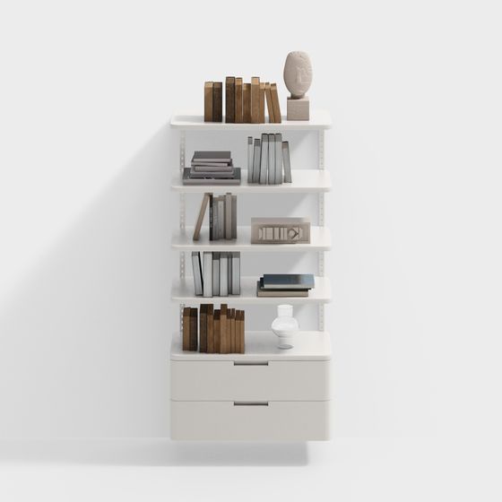 Modern Shelving with Books 3D Model - Functional Decor