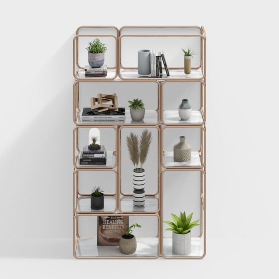 Elegant Low-Polygon Bookshelf 3D model