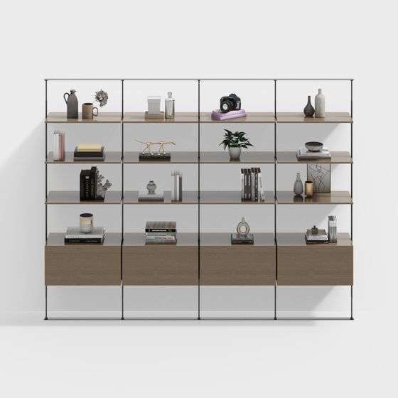 Stylish Low-Polygon Bookshelf 3D Model for Creative Spaces