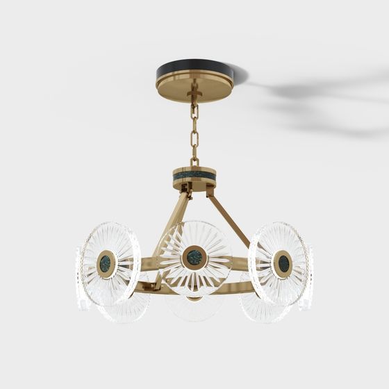 Đèn pha lê vàng Hàn Quốc 8 đầu MZD550-ST-Rosewood