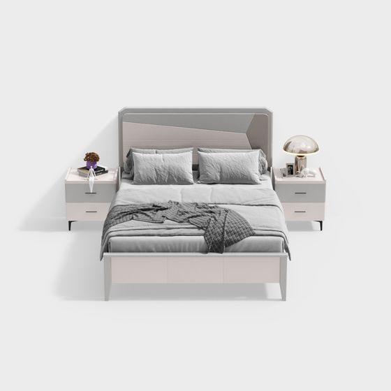 Elegant Modern Minimalist Bed 3D model