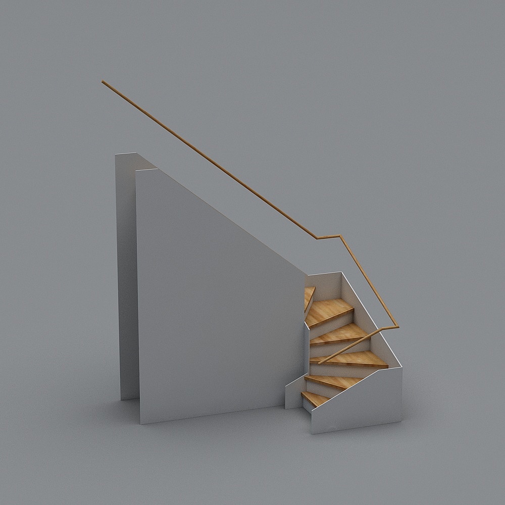 Elegant Low-Polygon Floating Staircase 3D model