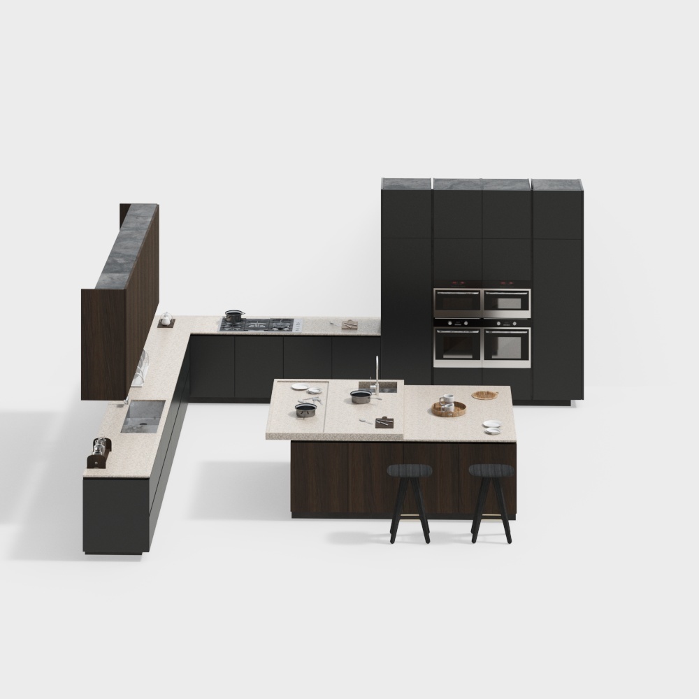 Poliform modern cabinet kitchenware combination