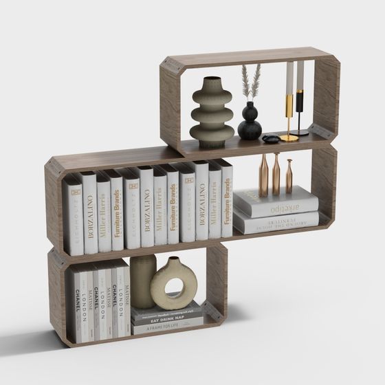 Elegant Low-Poly Bookshelf 3D model