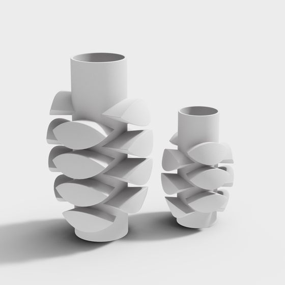 Elegant Spiral Leaf Vase 3D model