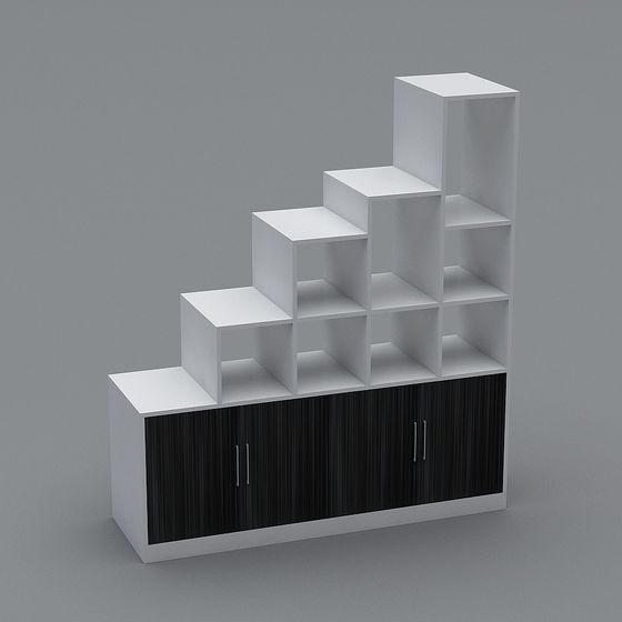Stylish Staircase Bookshelf 3D model