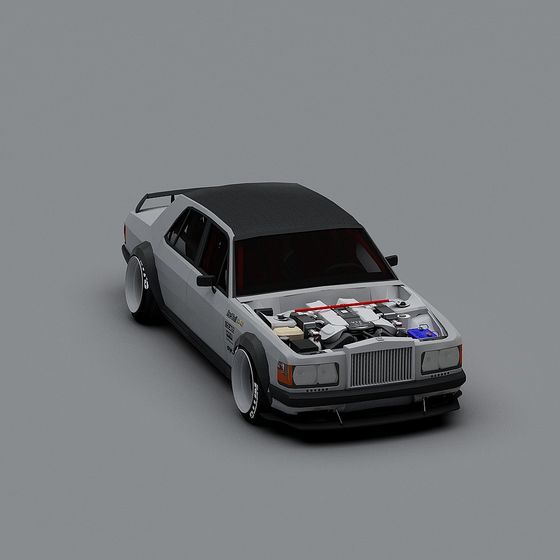 Retro Low-Poly Racing Car 3D Model