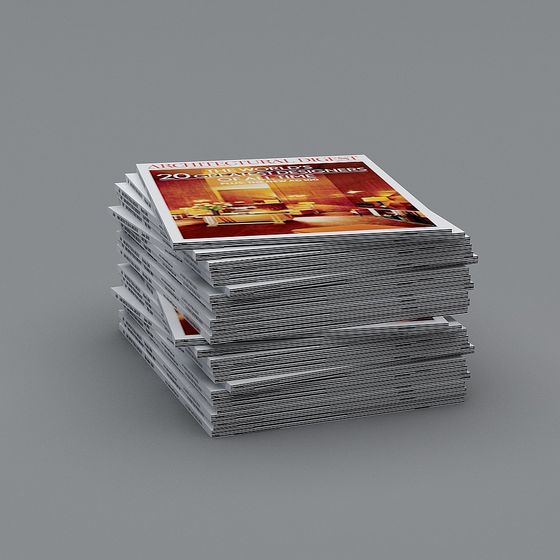 Low Poly Architectural Digest Magazine Stack 3D Model