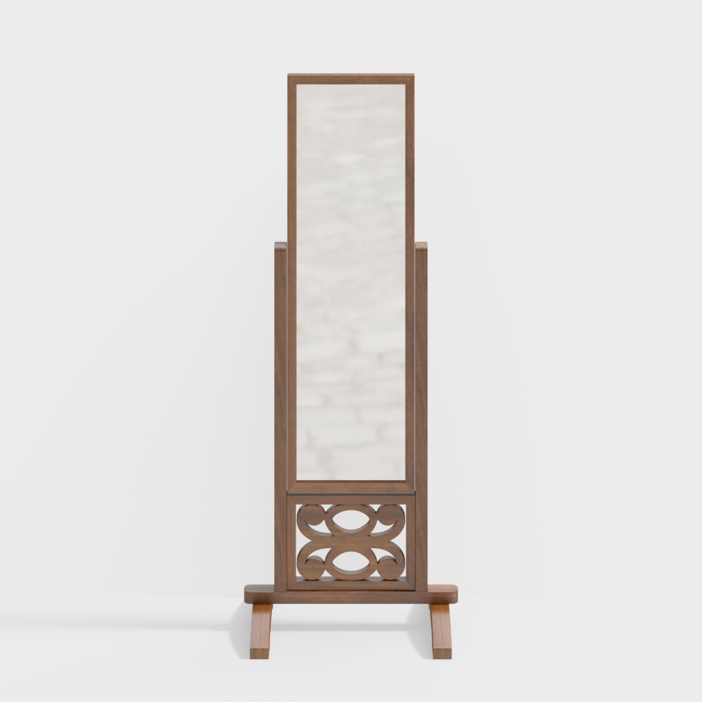 Elegant Mirror Frame 3D Model – Wood and Marble