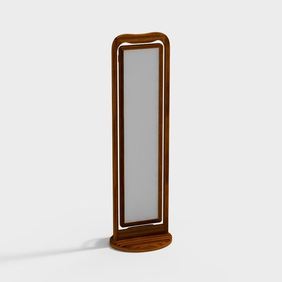 Vintage Wooden Full-Length Mirror 3D model
