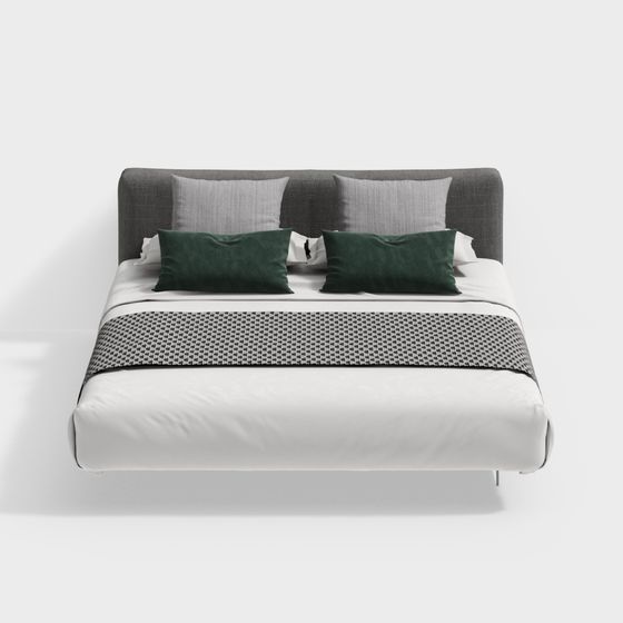 Stylish Minimalist Bed 3D model for Contemporary Homes
