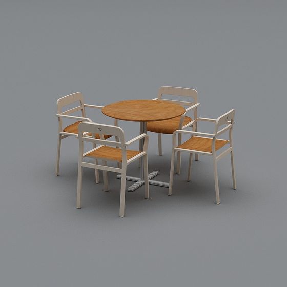 Round Table and Four Chairs 3D model