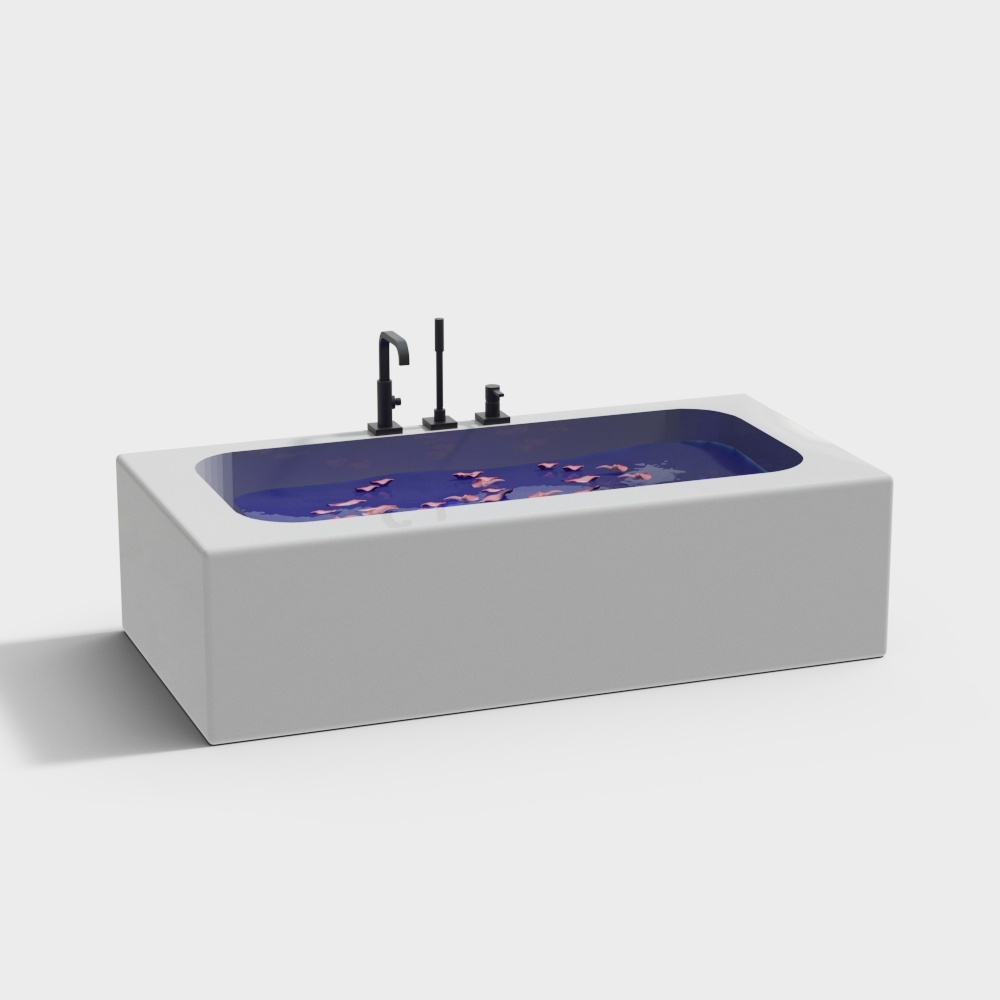Futuristic Low-Poly Bathtub 3D Model – Sleek Concrete Design