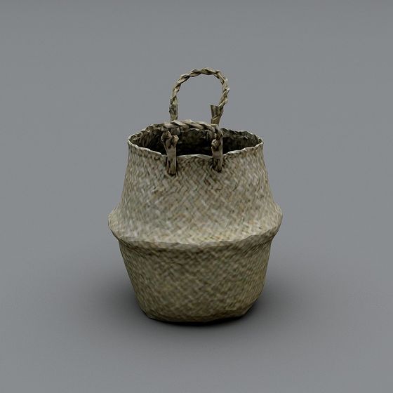 Natural Low-Poly Woven Basket 3D model