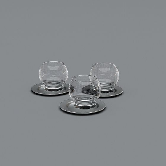 Stylish Glass Cup Set 3D model for Creative Projects