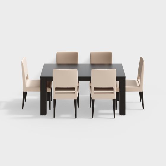 Stylish Low Poly Dining Table and Chairs 3D model
