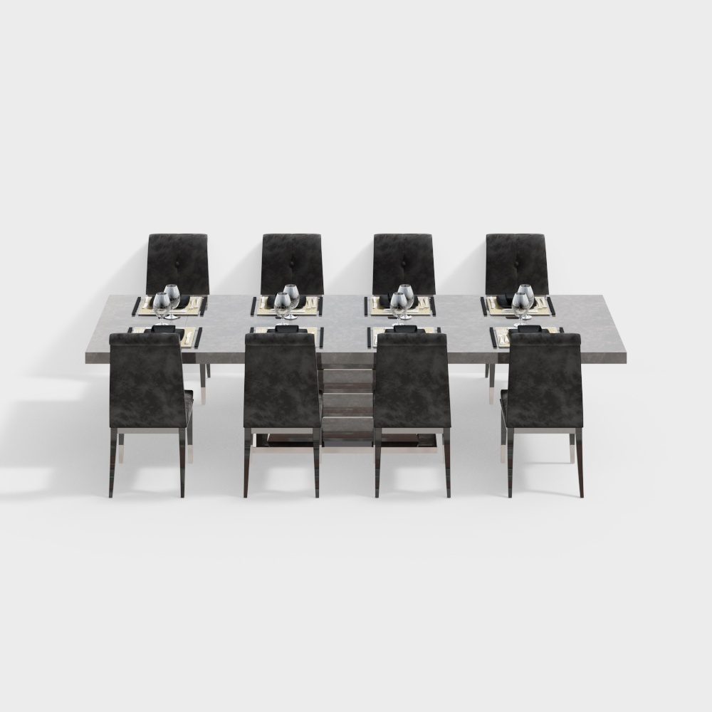 Elegant Dining Table and Chair 3D model