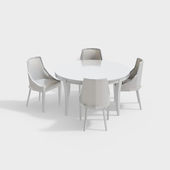 Round Table with Four Chairs 3D model