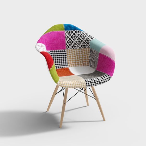 Vibrant Patchwork Chair 3D model
