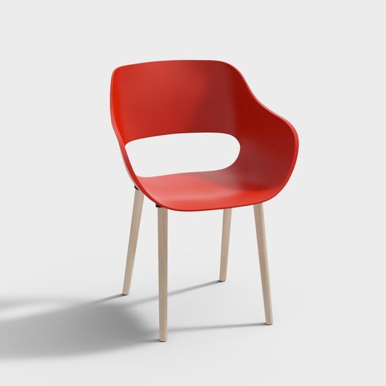 Unique Red Wood Chair 3D model