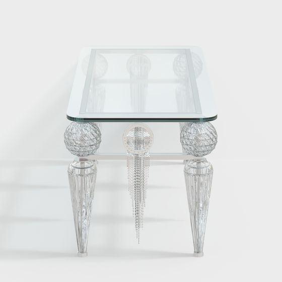 Elegant Crystal Glass Side Table 3D model
