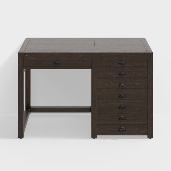 Charming Vintage Desk and Chair 3D Model