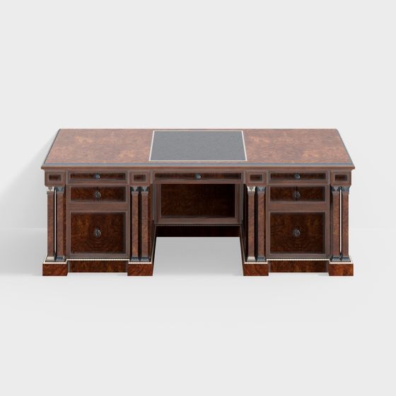 Elegant Retro Office Desk 3D model
