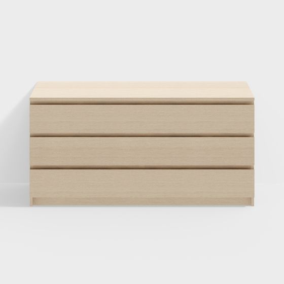 Minimalist Wooden Drawer Cabinet 3D model