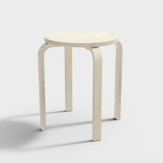 Round Gray IKEA Stool 3D Model