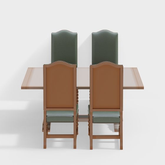 Retro Dining Table and Chairs Set 3D model