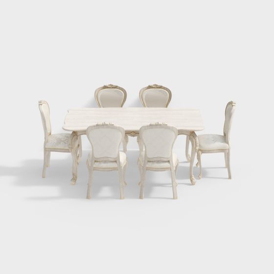 Stylish Dining Table and Chair Set 3D model for Classic Homes