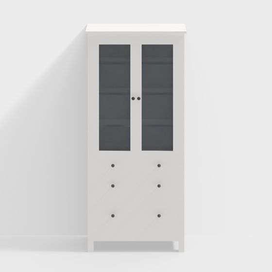Glass Door Bookshelf 3D model - Modern Minimalist Design
