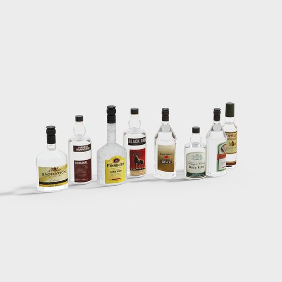 Vintage Wine Bottle Collection 3D model