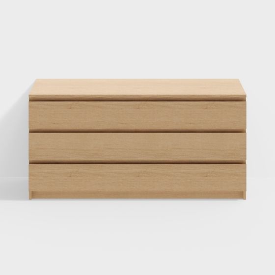 Minimalist Wooden Drawer Cabinet 3D model