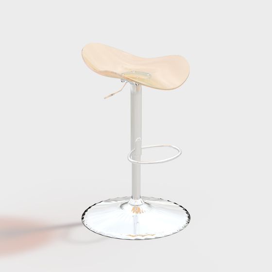 Elegant 3D Bar Stool Model with Unique Curves
