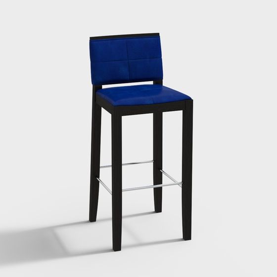 Elegant Black and Blue Bar Stool 3D model