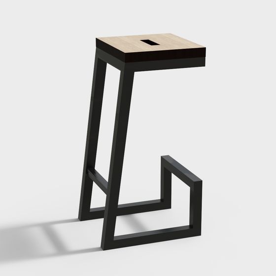 Stylish Minimalist Bar Stool 3D model for Modern Spaces