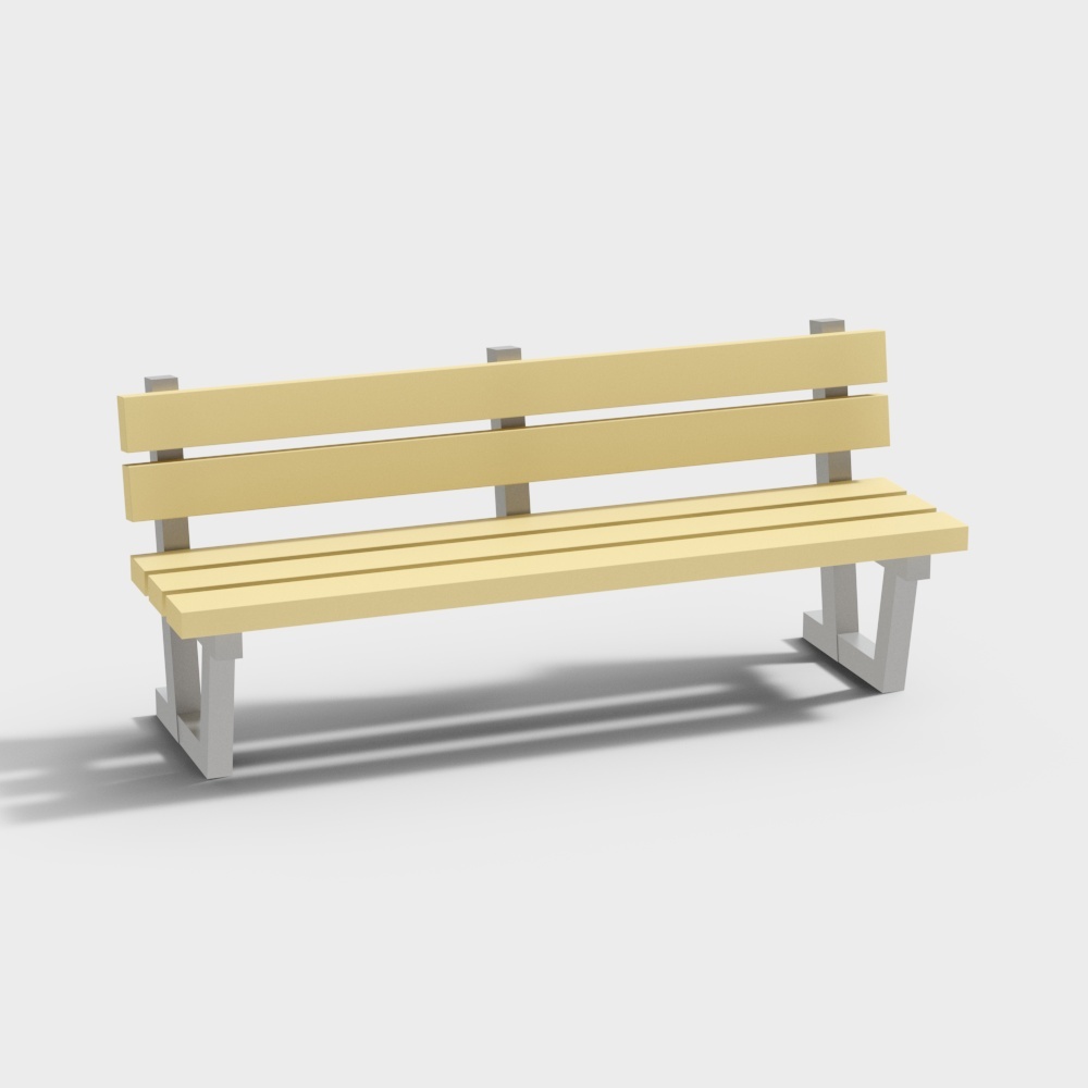 Elegant Low Poly Bench 3D model for Parks