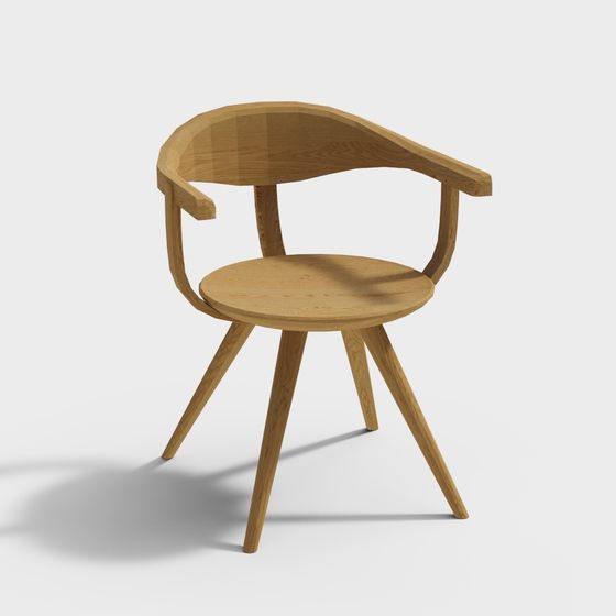 Elegant Low-Poly Wooden Chair 3D model