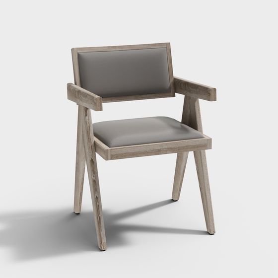 Elegant Wood Armchair 3D model for Modern Interiors