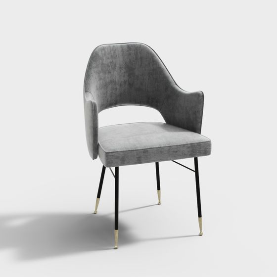 Velvet Elegance 3D model Chair for Creative Spaces