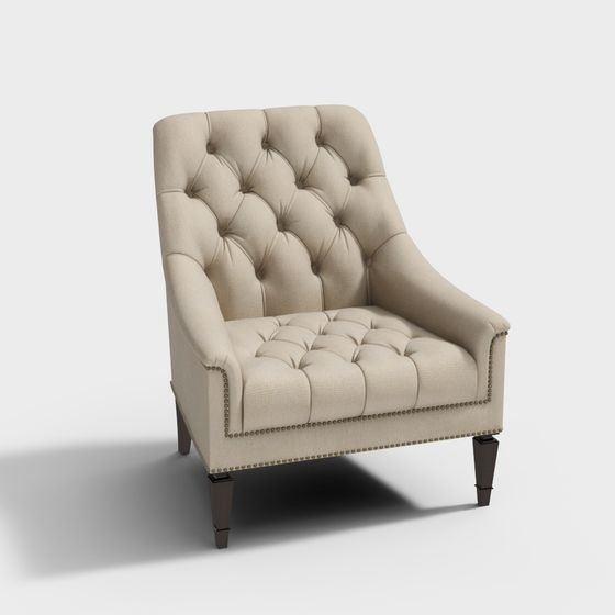 Elegant Vintage-Modern 3D Sofa Chair Model
