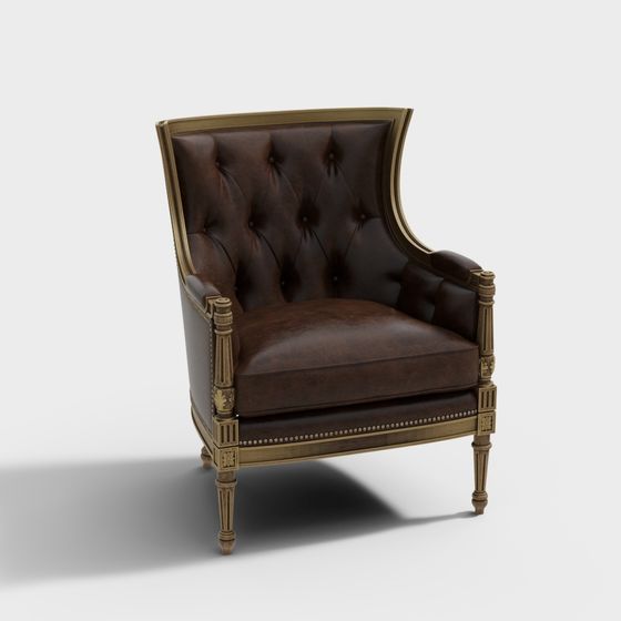 Classic Leather Wingback Chair 3D model