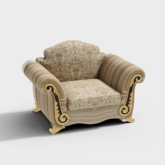 Luxurious Baroque Armchair 3D model