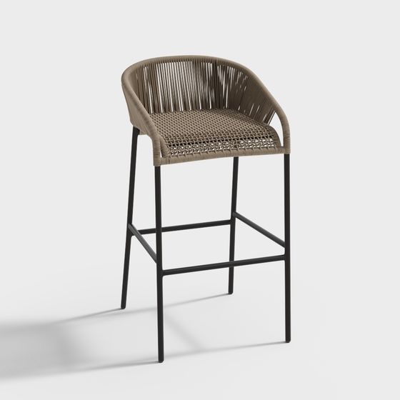 Elegant Low-Poly Bar Stool 3D Model for Modern Spaces