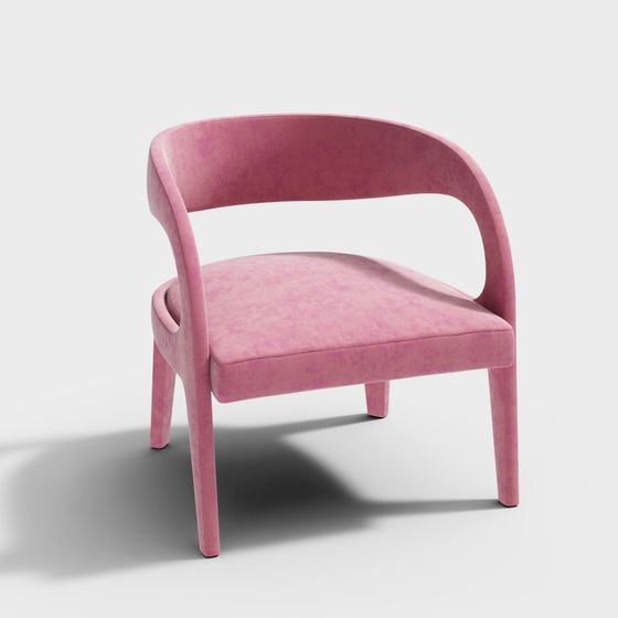 Elegant Pink Velvet Armchair 3D model