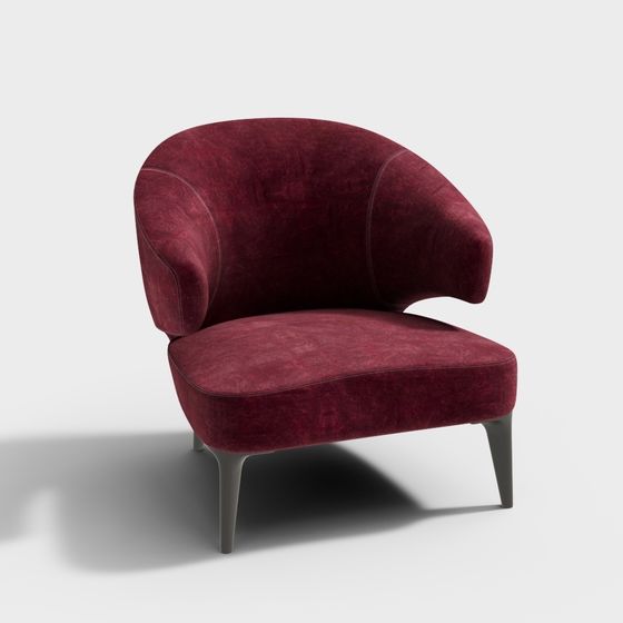 เก้าอี้ Minotti Aston - โซฟาเบาะกำมะหยี่สีแดง